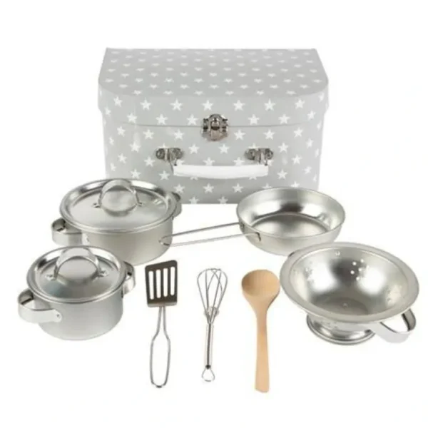 Store Kids Kitchen Cooking Box Set Grey Stars - CaringForTots - Professional Baby and Children's Products | Caring for Growth, Caring for Every Moment