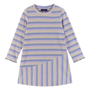 Cheap Kids Knit Asymmetrical Stripes Dress | Mauve Purple - CaringForTots - Professional Baby and Children's Products | Caring for Growth, Caring for Every Moment