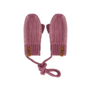 Hot Knit Mittens With Cord Mauve - CaringForTots - Professional Baby and Children's Products | Caring for Growth, Caring for Every Moment