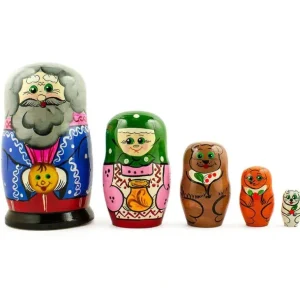 Outlet Kolobok, Babushka And Dedushka Fairy Tale Nesting Dolls 7 Inches - CaringForTots - Professional Baby and Children's Products | Caring for Growth, Caring for Every Moment