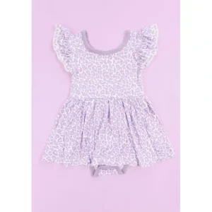 Cheap Lavender Leopard Dream Cap Sleeve Bodysuit Dress - CaringForTots - Professional Baby and Children's Products | Caring for Growth, Caring for Every Moment