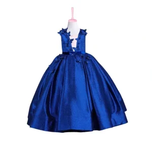 Fashion Leaf Sax Blue Party Dress - CaringForTots - Professional Baby and Children's Products | Caring for Growth, Caring for Every Moment