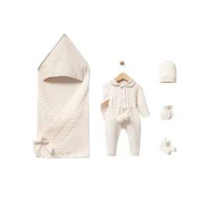 Best Lewis Cream Newborn Coming Home Set / Linen Collar (5 Pcs) - CaringForTots - Professional Baby and Children's Products | Caring for Growth, Caring for Every Moment