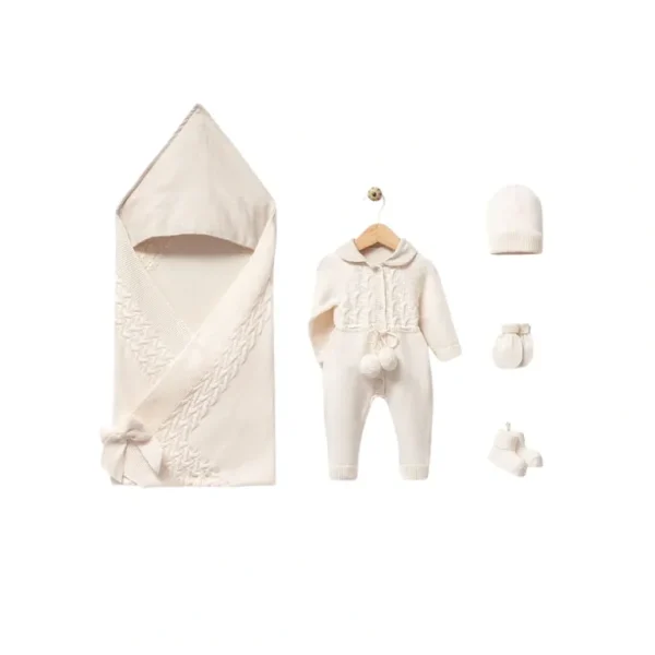Best Lewis Cream Newborn Coming Home Set / Linen Collar (5 Pcs) - CaringForTots - Professional Baby and Children's Products | Caring for Growth, Caring for Every Moment