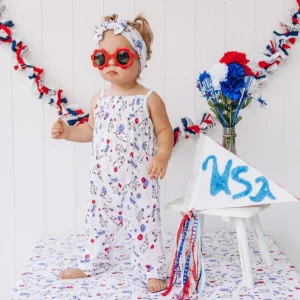Store Little Miss Usa Dream Smocked Jumpsuit - CaringForTots - Professional Baby and Children's Products | Caring for Growth, Caring for Every Moment