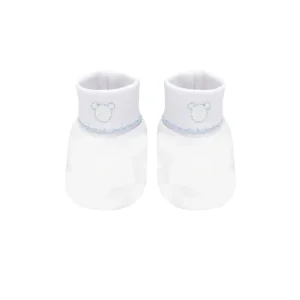 Cheap Logo Pima Cotton Booties, White & Blue - CaringForTots - Professional Baby and Children's Products | Caring for Growth, Caring for Every Moment