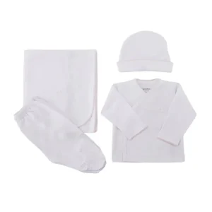 New Logo Pima Cotton Set X4, White & Pink - CaringForTots - Professional Baby and Children's Products | Caring for Growth, Caring for Every Moment
