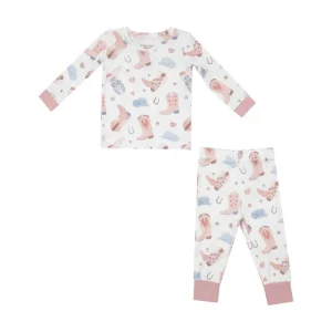 Best Sale L/s Loungewear Set - Cowboy Boots - Pink - CaringForTots - Professional Baby and Children's Products | Caring for Growth, Caring for Every Moment