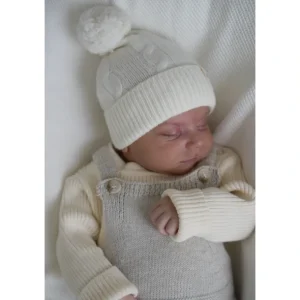 Flash Sale Luna + Luca Cable Knit Pom Beanie - Off-white - CaringForTots - Professional Baby and Children's Products | Caring for Growth, Caring for Every Moment