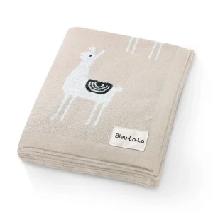 Best Sale Luxury Knit Llama Swaddle Baby Blanket by Bleu La La - CaringForTots - Professional Baby and Children's Products | Caring for Growth, Caring for Every Moment