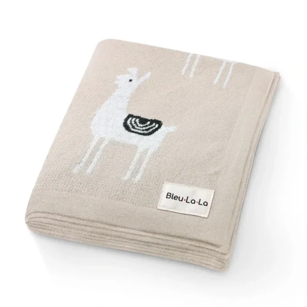 Best Sale Luxury Knit Llama Swaddle Baby Blanket by Bleu La La - CaringForTots - Professional Baby and Children's Products | Caring for Growth, Caring for Every Moment