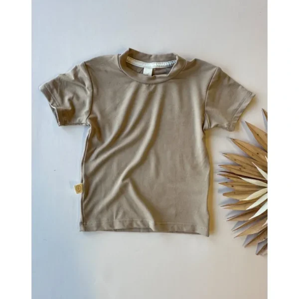 Shop All | 0/3m 3/6m Crew Neck Essential Tee | Baby & Toddler | Luxury Bamboo | Almond - CaringForTots - Professional Baby and Children's Products | Caring for Growth, Caring for Every Moment