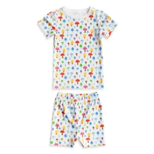 Clearance Magic Mushroom Organic Pima Cotton Shorts Pajama Set - CaringForTots - Professional Baby and Children's Products | Caring for Growth, Caring for Every Moment