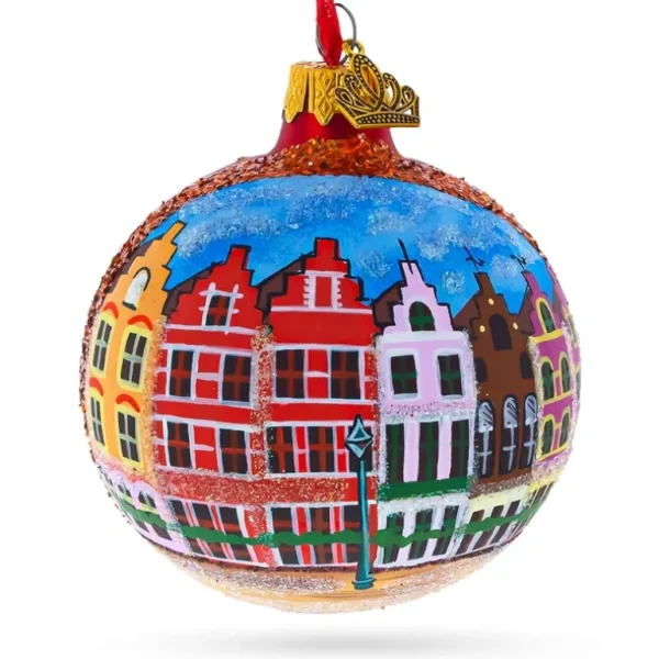 New Markt Of Bruges, Belgium Glass Ball Christmas Ornament 3.25 Inches - CaringForTots - Professional Baby and Children's Products | Caring for Growth, Caring for Every Moment