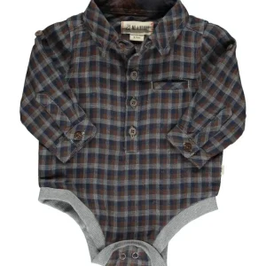 Hot Me Henry Navy Brown Plaid Jasper Onesie - CaringForTots - Professional Baby and Children's Products | Caring for Growth, Caring for Every Moment