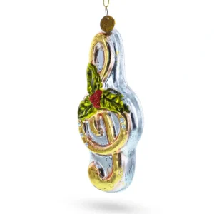 Cheap Melodic Musical Note With Poinsettia - Blown Glass Christmas Ornament - CaringForTots - Professional Baby and Children's Products | Caring for Growth, Caring for Every Moment