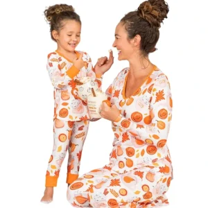 Hot Mommy And Me Cozy Pumpkin Spice Pajama Set - CaringForTots - Professional Baby and Children's Products | Caring for Growth, Caring for Every Moment