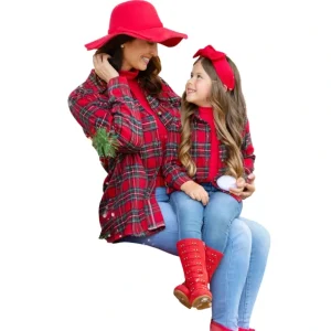 Cheap Mommy And Me Winter Plaid Flannel Shacket - CaringForTots - Professional Baby and Children's Products | Caring for Growth, Caring for Every Moment