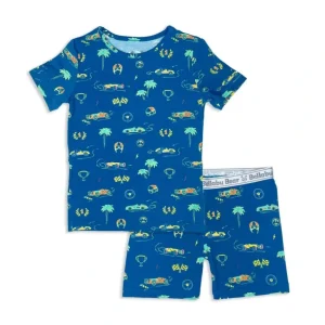 Best Sale Monaco Blue Bamboo Kids Pajama Short Set - CaringForTots - Professional Baby and Children's Products | Caring for Growth, Caring for Every Moment
