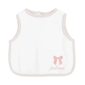 Cheap Monogrammed Apron Bib | Blossom Pink Linen - CaringForTots - Professional Baby and Children's Products | Caring for Growth, Caring for Every Moment