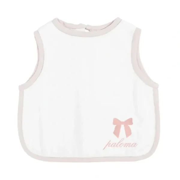 Cheap Monogrammed Apron Bib | Blossom Pink Linen - CaringForTots - Professional Baby and Children's Products | Caring for Growth, Caring for Every Moment