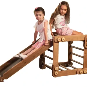 Outlet Montessori Climbing Frame Set 2in1: Snake Ladder + Slide Board/climbing Ramp - Chocolate - CaringForTots - Professional Baby and Children's Products | Caring for Growth, Caring for Every Moment