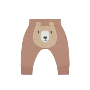 Discount MORI Bear Face Ribbed Joggers - Bear + Brown - CaringForTots - Professional Baby and Children's Products | Caring for Growth, Caring for Every Moment