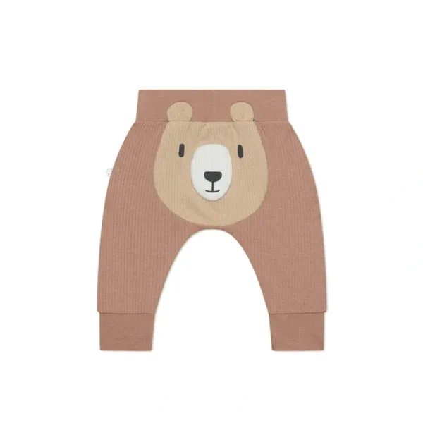 Discount MORI Bear Face Ribbed Joggers - Bear + Brown - CaringForTots - Professional Baby and Children's Products | Caring for Growth, Caring for Every Moment