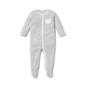 Discount MORI Clever Zip Sleepsuit - Grey Stripe - CaringForTots - Professional Baby and Children's Products | Caring for Growth, Caring for Every Moment