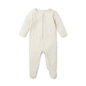 Best Sale MORI Ribbed Clever Zip Sleepsuit - Ecru - CaringForTots - Professional Baby and Children's Products | Caring for Growth, Caring for Every Moment