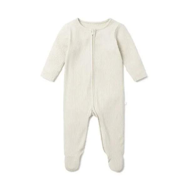 Best Sale MORI Ribbed Clever Zip Sleepsuit - Ecru - CaringForTots - Professional Baby and Children's Products | Caring for Growth, Caring for Every Moment
