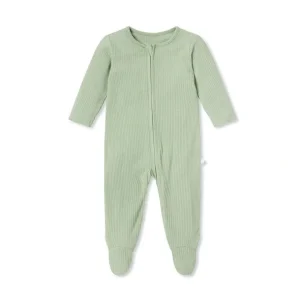 Best MORI Ribbed Clever Zip Sleepsuit - Sage - CaringForTots - Professional Baby and Children's Products | Caring for Growth, Caring for Every Moment