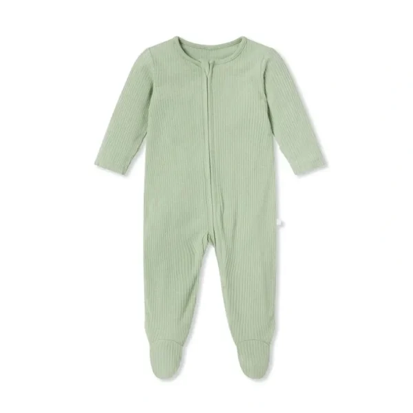 Best MORI Ribbed Clever Zip Sleepsuit - Sage - CaringForTots - Professional Baby and Children's Products | Caring for Growth, Caring for Every Moment