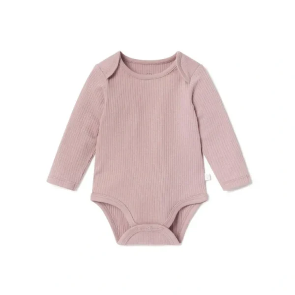 Online MORI Ribbed Long Sleeve Bodysuit - Rose - CaringForTots - Professional Baby and Children's Products | Caring for Growth, Caring for Every Moment