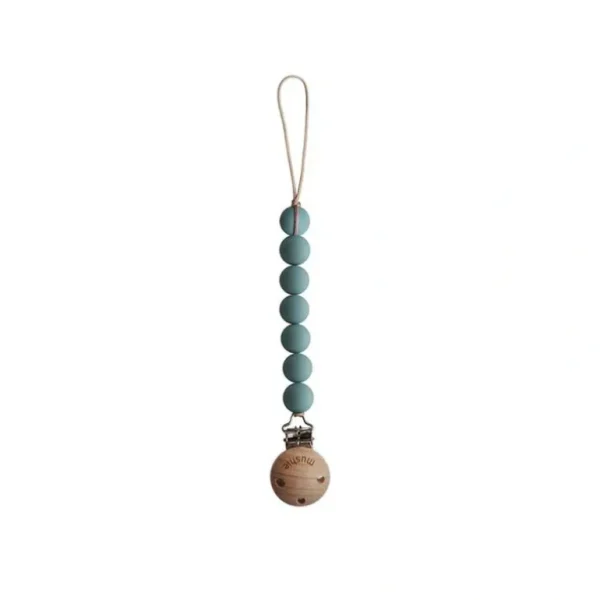 Outlet Mushie Halo Pacifier Clip - Cadet Blue - CaringForTots - Professional Baby and Children's Products | Caring for Growth, Caring for Every Moment