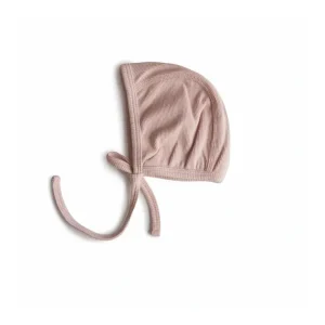 New Mushie Ribbed Baby Bonnet - Blush - CaringForTots - Professional Baby and Children's Products | Caring for Growth, Caring for Every Moment