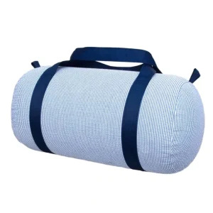 New Navy Seersucker Medium Duffel - CaringForTots - Professional Baby and Children's Products | Caring for Growth, Caring for Every Moment