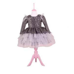 Fashion Nicole Gray Party Dress - CaringForTots - Professional Baby and Children's Products | Caring for Growth, Caring for Every Moment