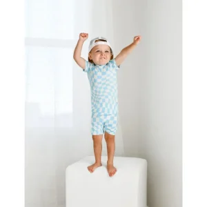 Flash Sale Ocean Waves Checks Dream Short Set - CaringForTots - Professional Baby and Children's Products | Caring for Growth, Caring for Every Moment