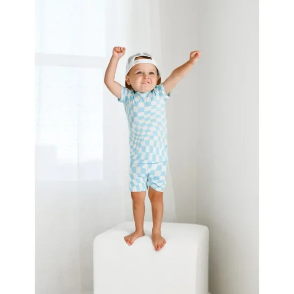Flash Sale Ocean Waves Checks Dream Short Set - CaringForTots - Professional Baby and Children's Products | Caring for Growth, Caring for Every Moment