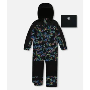 Fashion One Piece Snowsuit Black Printed Dinos by Deux par Deux - CaringForTots - Professional Baby and Children's Products | Caring for Growth, Caring for Every Moment