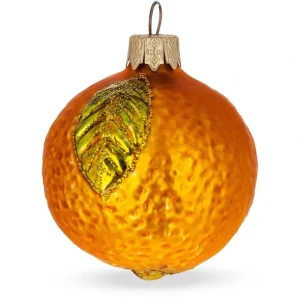 Cheap Orange With Shiny Leaf Glass Christmas Ornament - CaringForTots - Professional Baby and Children's Products | Caring for Growth, Caring for Every Moment