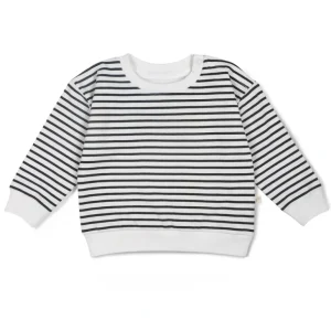 Clearance Organic Fleece Sweatshirt - Black Stripes - CaringForTots - Professional Baby and Children's Products | Caring for Growth, Caring for Every Moment