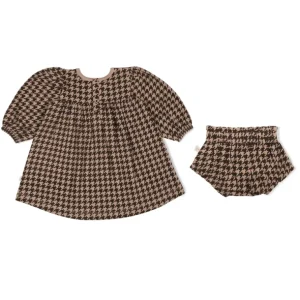 Discount Organic Smocked Dress - Houndstooth - CaringForTots - Professional Baby and Children's Products | Caring for Growth, Caring for Every Moment