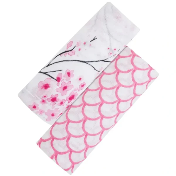 Discount ORGANIC SWADDLE SET - SAKURA (Cherry Blossom + Pink Stripe) - CaringForTots - Professional Baby and Children's Products | Caring for Growth, Caring for Every Moment