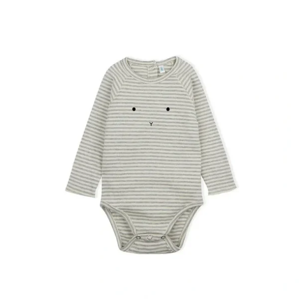 Online Organic Zoo Bunny Bodysuit - Grey Stripes - CaringForTots - Professional Baby and Children's Products | Caring for Growth, Caring for Every Moment