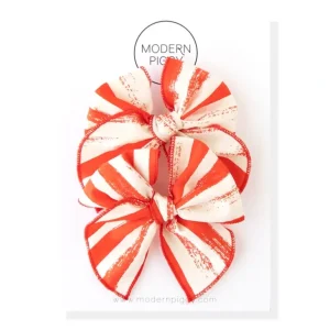 Outlet Painted Stripe | Pigtail Set - Petite Party Bow - CaringForTots - Professional Baby and Children's Products | Caring for Growth, Caring for Every Moment