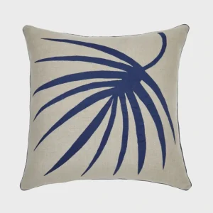 Fashion Palm Frond Pillow, Natural Linen With Indigo - CaringForTots - Professional Baby and Children's Products | Caring for Growth, Caring for Every Moment