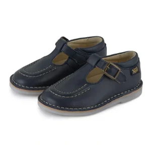 Online Parker Velcro T-Bar Kids Shoe Navy Leather - CaringForTots - Professional Baby and Children's Products | Caring for Growth, Caring for Every Moment