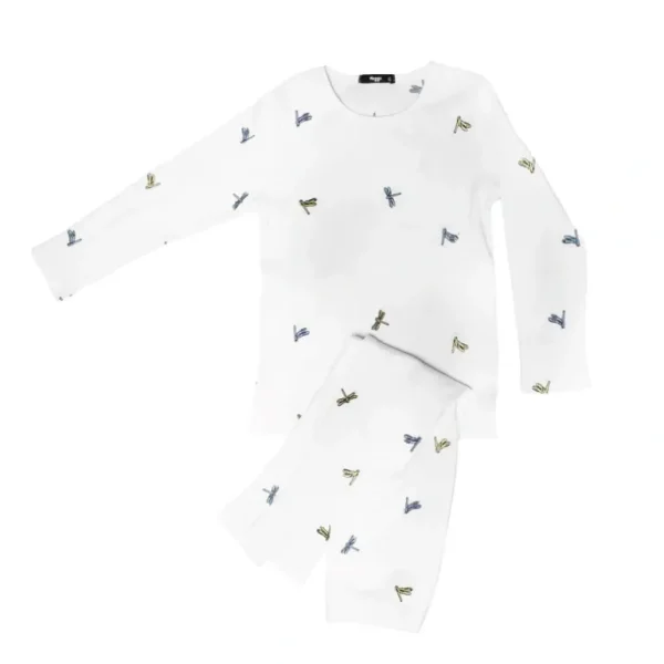 New Pastel Dragonflies Loungewear Set, White - CaringForTots - Professional Baby and Children's Products | Caring for Growth, Caring for Every Moment